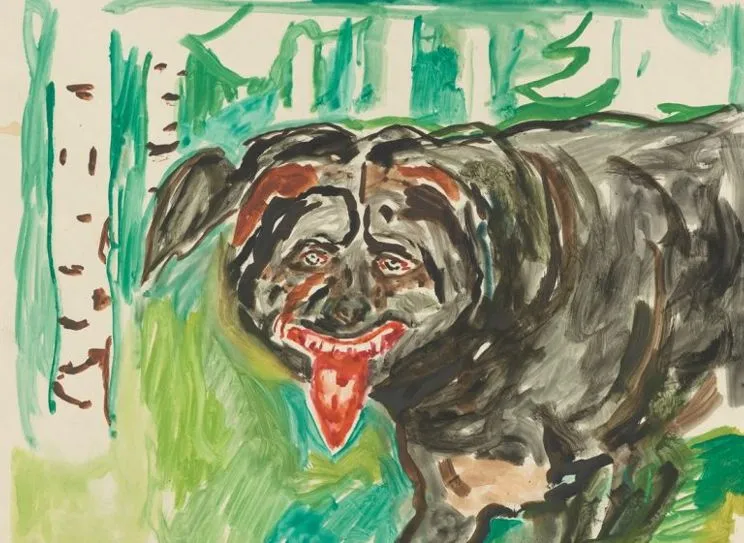 obraz przedstawiający wściekłego psa