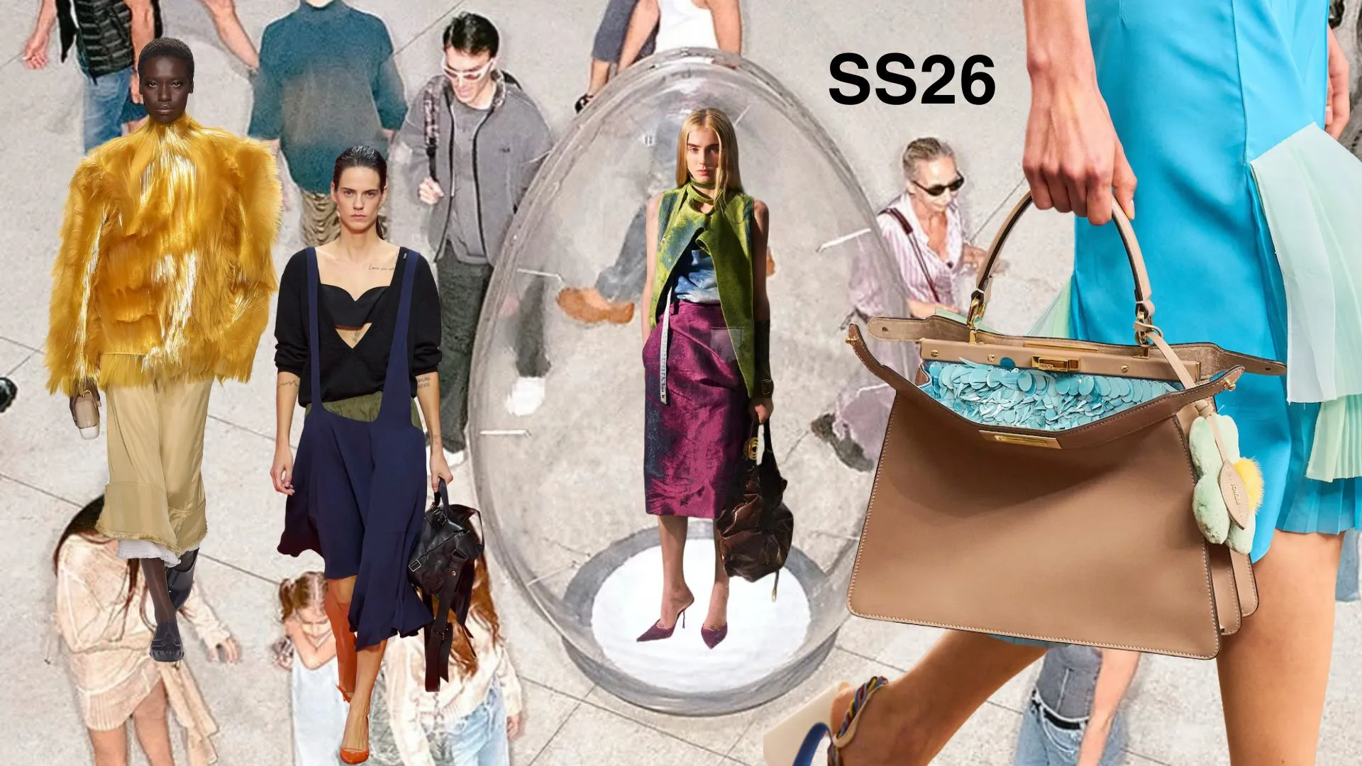 kolaż milan fashion week ze stylizacjami