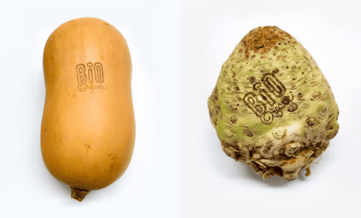 Zamiast plastiku i papieru - laserowe "tatuaże" na warzywach bio w Lidlu