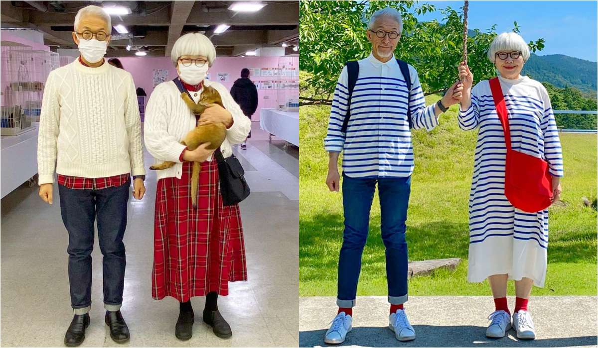 Para starszych Japończyków pozuje na Instagramie w siostrzanych stylizacjach