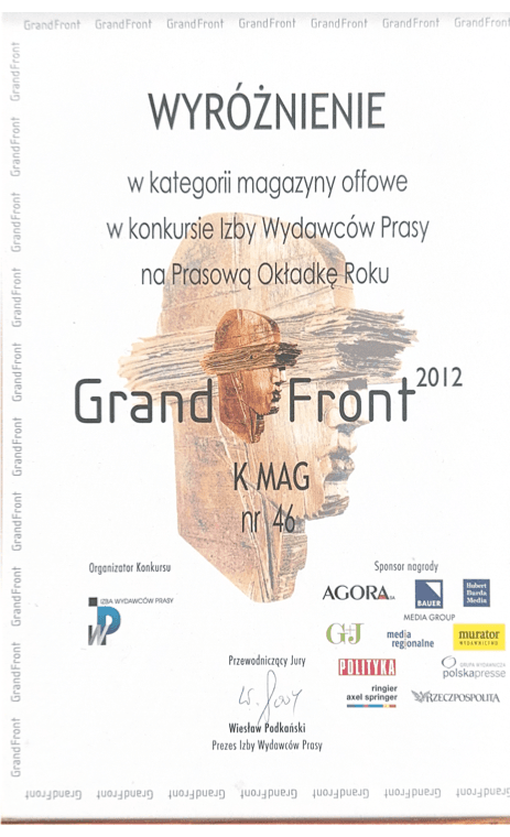 Certyfikat Grand Front 2012