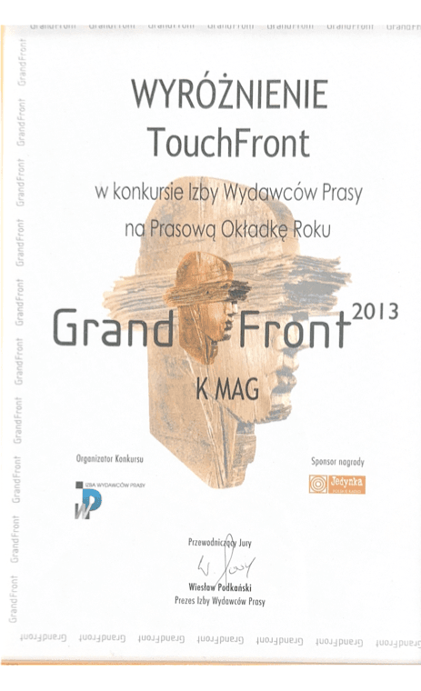 Certyfikat Grand Front — TouchFront 2013