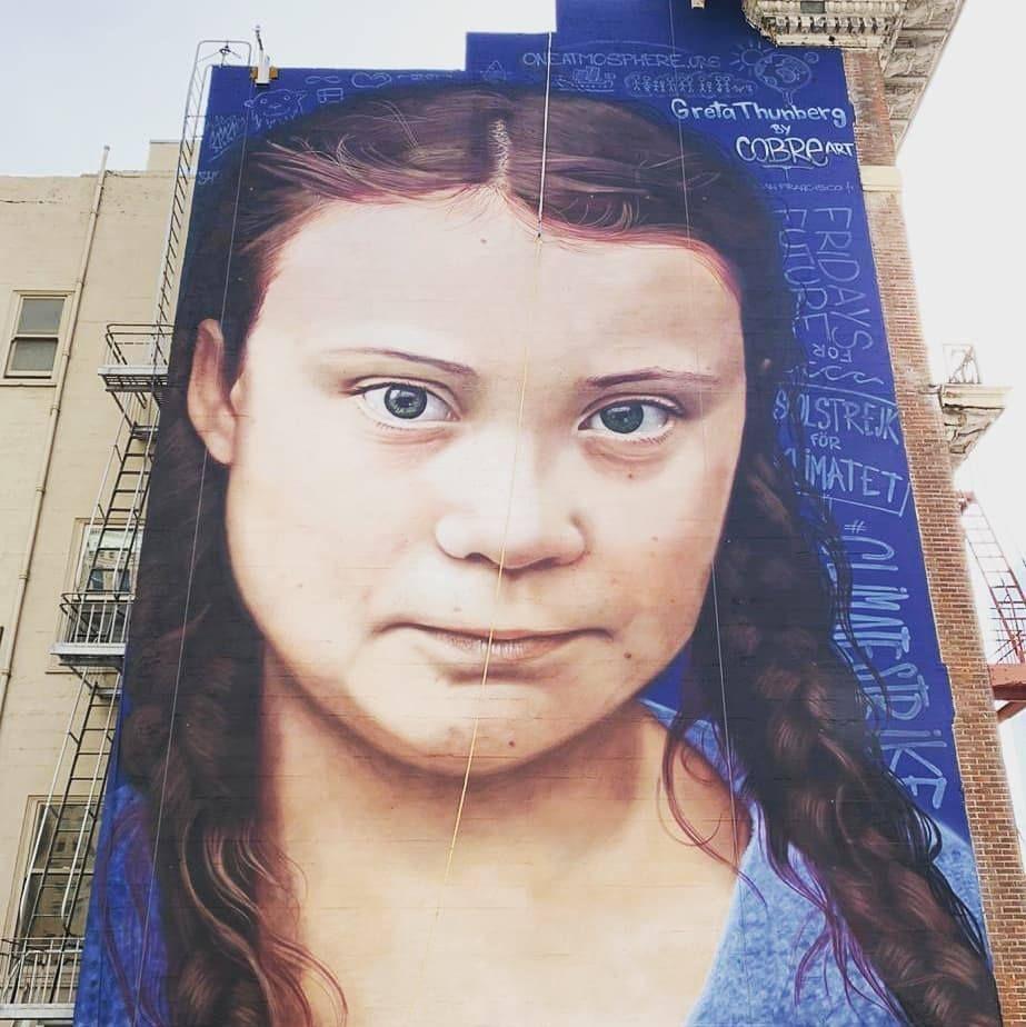 Nowy mural z Gretą Thunberg stał się viralem. Wielu dostrzega podobieństwo do Putina, a nawet Dudy