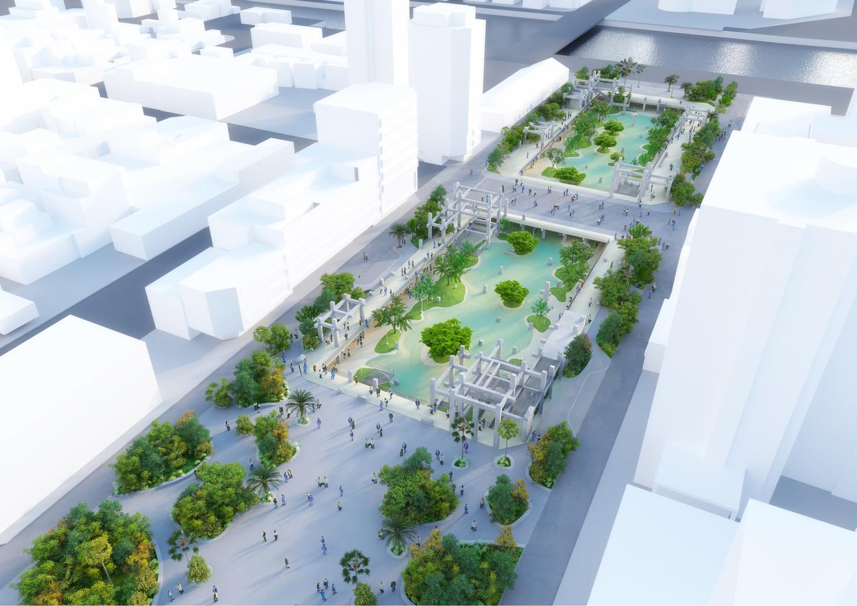 Miejska laguna: w ruinach centrum handlowego zbudowano publiczny basen otoczony dżunglą