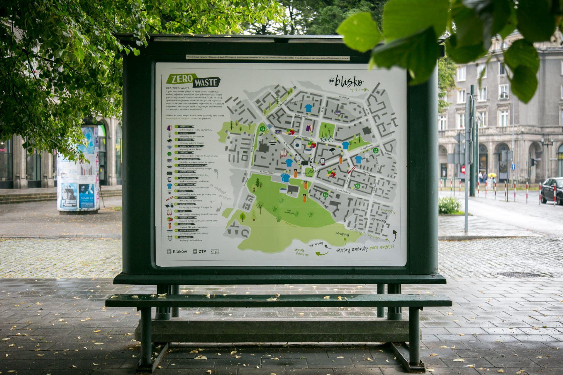 W Nowej Hucie stanęły mapy zero waste. Kierują do lokalnych sprzedawców i rzemieślników