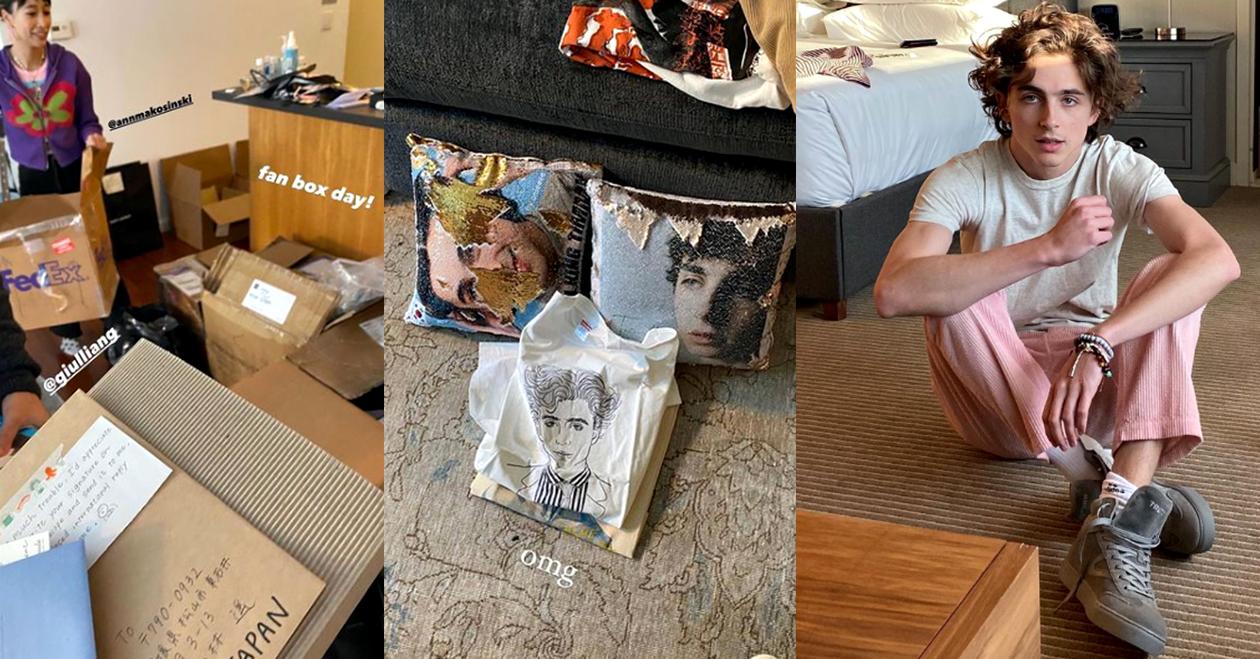 Timothée Chalamet pokazuje listy i prezenty od fanów, bo nie daje rady na nie odpisać