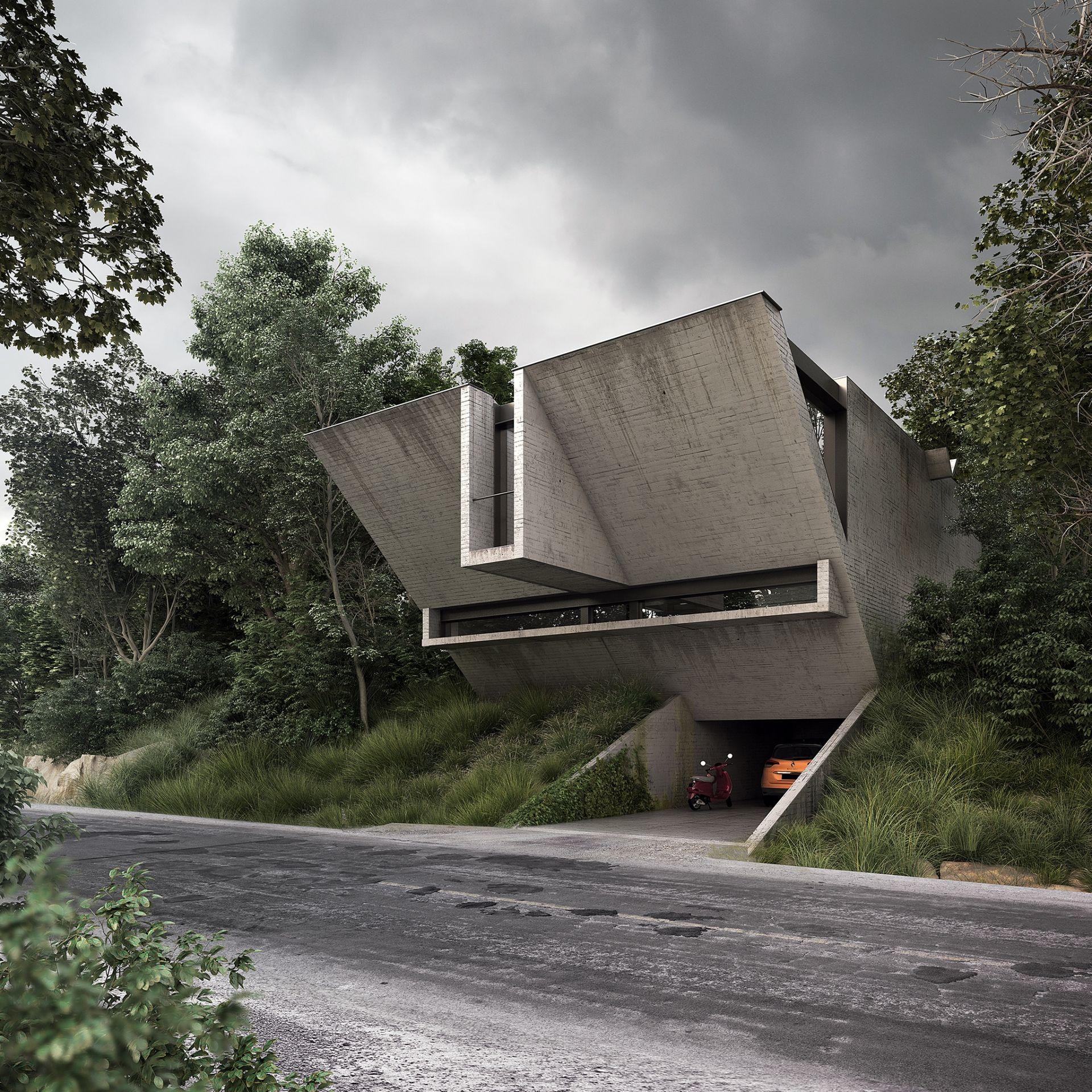 Brutalistyczny dom jednorodzinny? Takie cudo zaprojektowano przy jednej z dróg na Podkarpaciu