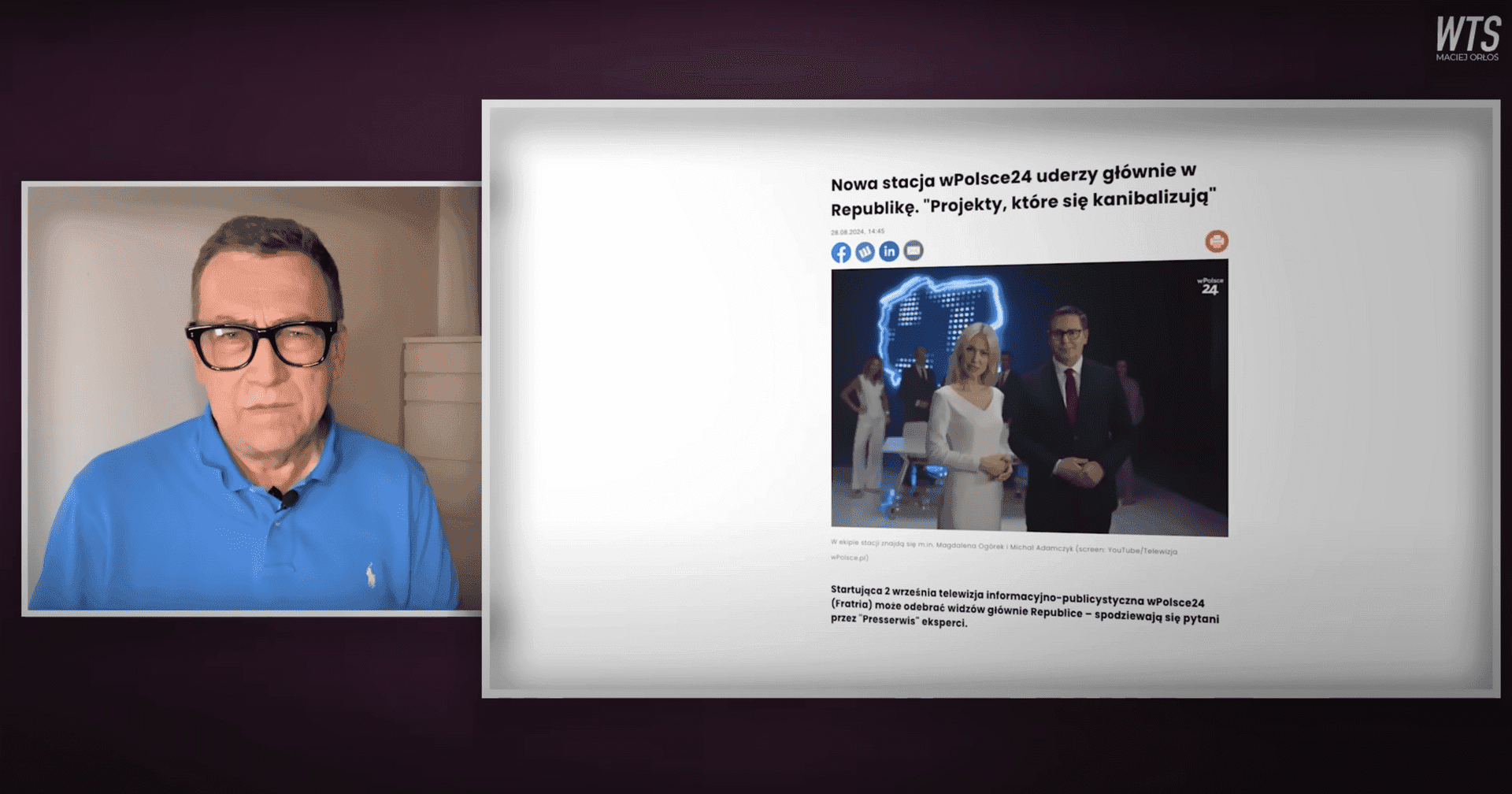 „Na pewno będzie prawdziwe dziennikarstwo, dziennikarstwo z prawdziwego zdarzenia”. Maciej Orłoś komentuje powstanie wPolsce24