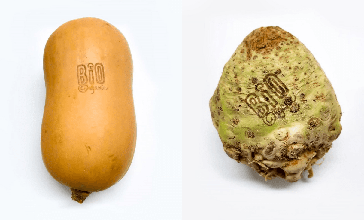 Zamiast plastiku i papieru - laserowe "tatuaże" na warzywach bio w Lidlu