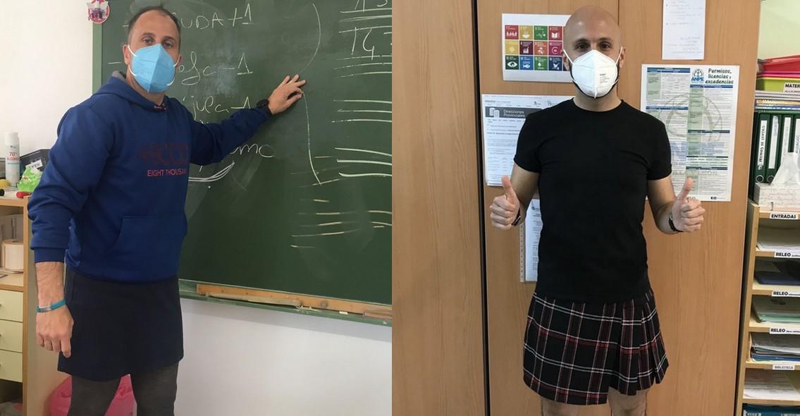 Hiszpańscy nauczyciele założyli spódniczki, aby wesprzeć prześladowanego ucznia