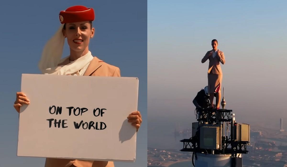 Linie Emirates postawiły stewardessę na szczycie Burj Khalifa