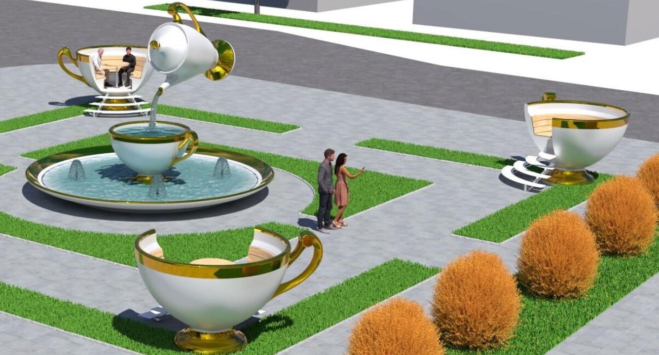 Na rynku w Ćmielowie staną wielkie filiżanki. Wizualizacje podbijają sieć!