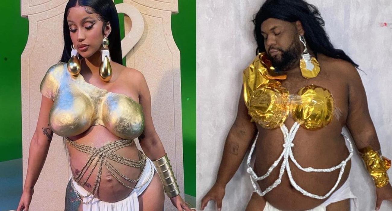 Mężczyzna odtwarza kreacje gwiazd na swoim Instagramie. Efekt jest komiczny