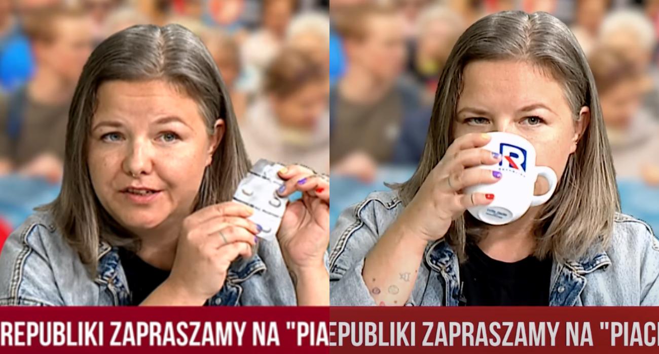 Aktywistka zażyła tabletkę aborcyjną na antenie TV Republika. Zapanował chaos [WIDEO]