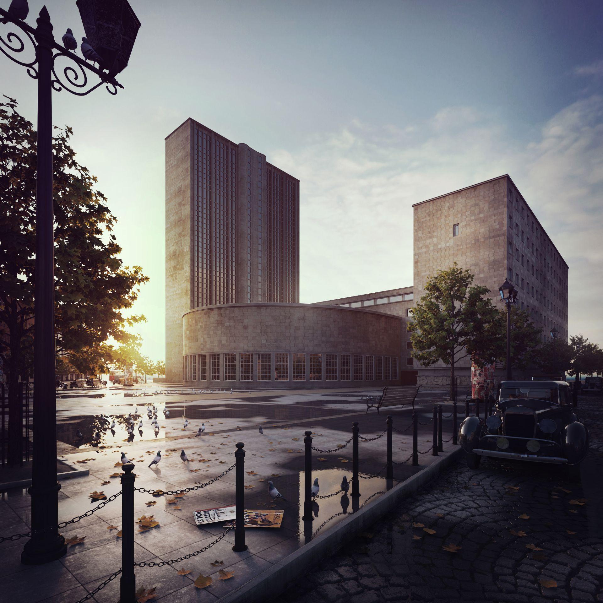 Wizualizacja Placu Unii Lubelskiej (ok. 1944)