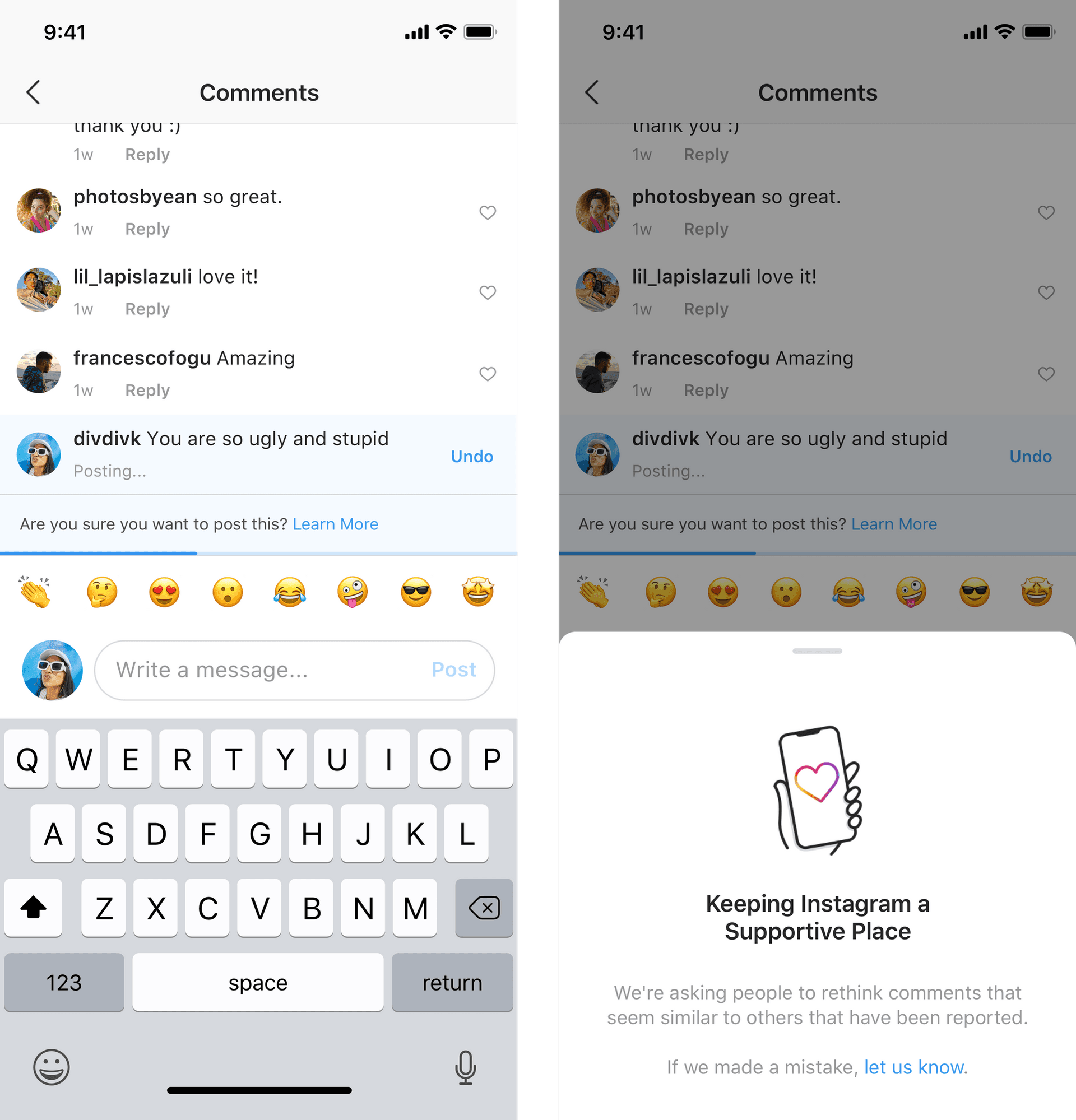 Instagram każe użytkownikom zastanowić się dwa razy, zanim napiszą hejterski komentarz
