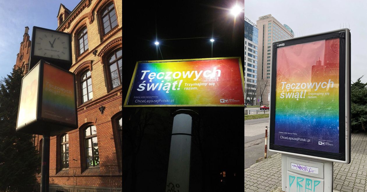 Tęczowe billboardy na ulicach. Świąteczna akcja opanowała polskie miasta, nie tylko te największe
