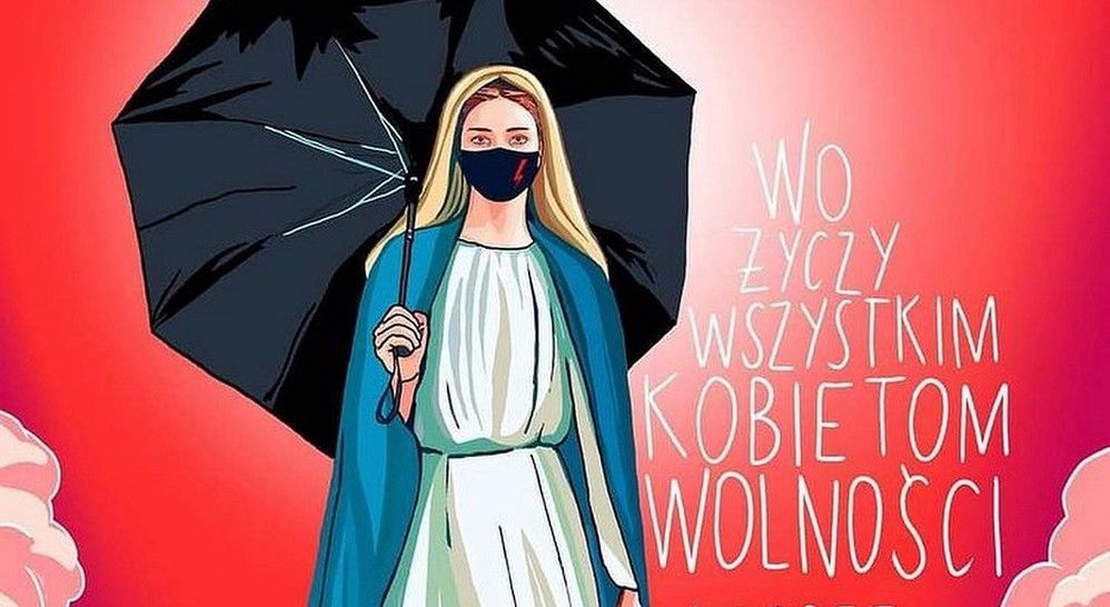 Czy Matka Boska założyłaby maseczkę z błyskawicą? Awantura o grafikę Marty Frej