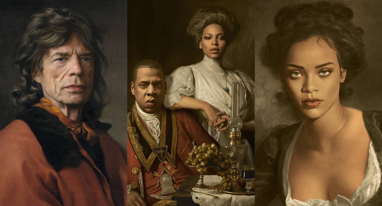 W przeróbkach francuskiego artysty gwiazdy są bohaterami klasycznych obrazów