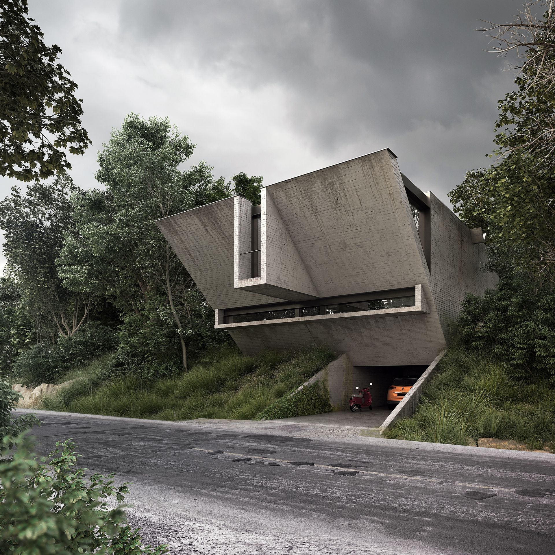 Brutalistyczny dom jednorodzinny? Takie cudo zaprojektowano przy jednej z dróg na Podkarpaciu