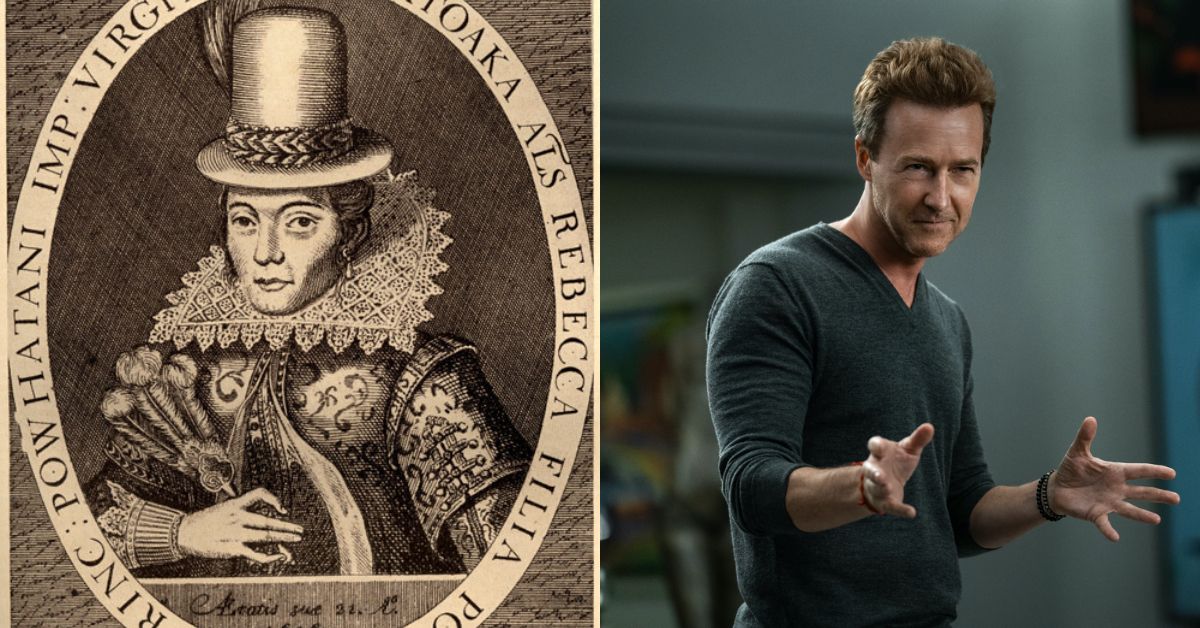 Pocahontas jest przodkinią Edwarda Nortona. Rodzinną legendę potwierdzono w programie popularnonaukowym