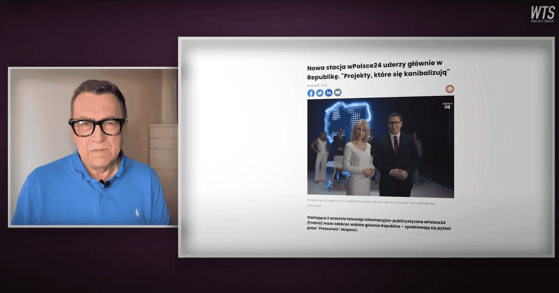 „Na pewno będzie prawdziwe dziennikarstwo, dziennikarstwo z prawdziwego zdarzenia”. Maciej Orłoś komentuje powstanie wPolsce24