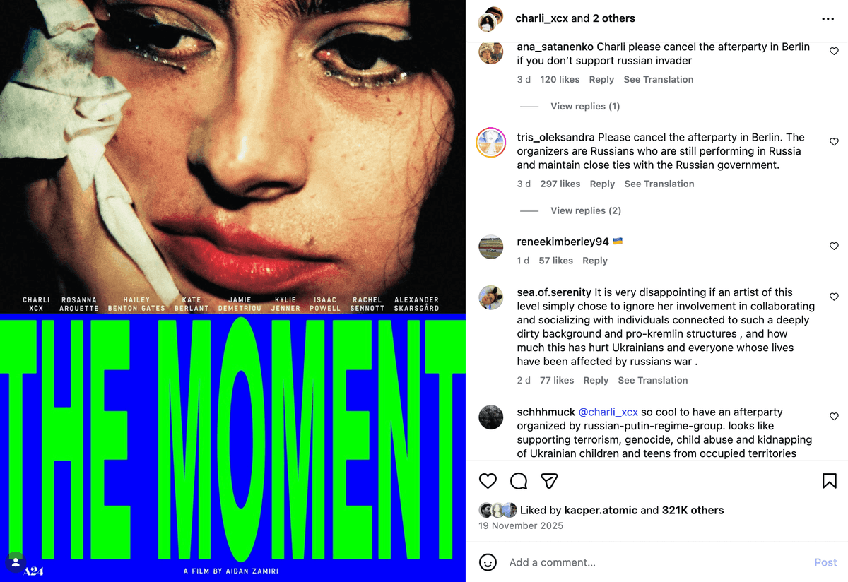 Komentarze pod postem artystki nie pozostawiają złudzeń