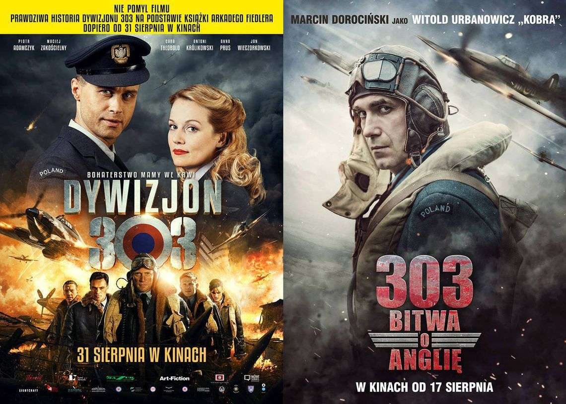 Wkrótce do kin trafią dwa filmy o Dywizjonie 303. Plakat jednego z nich ostrzega przed pomyłką