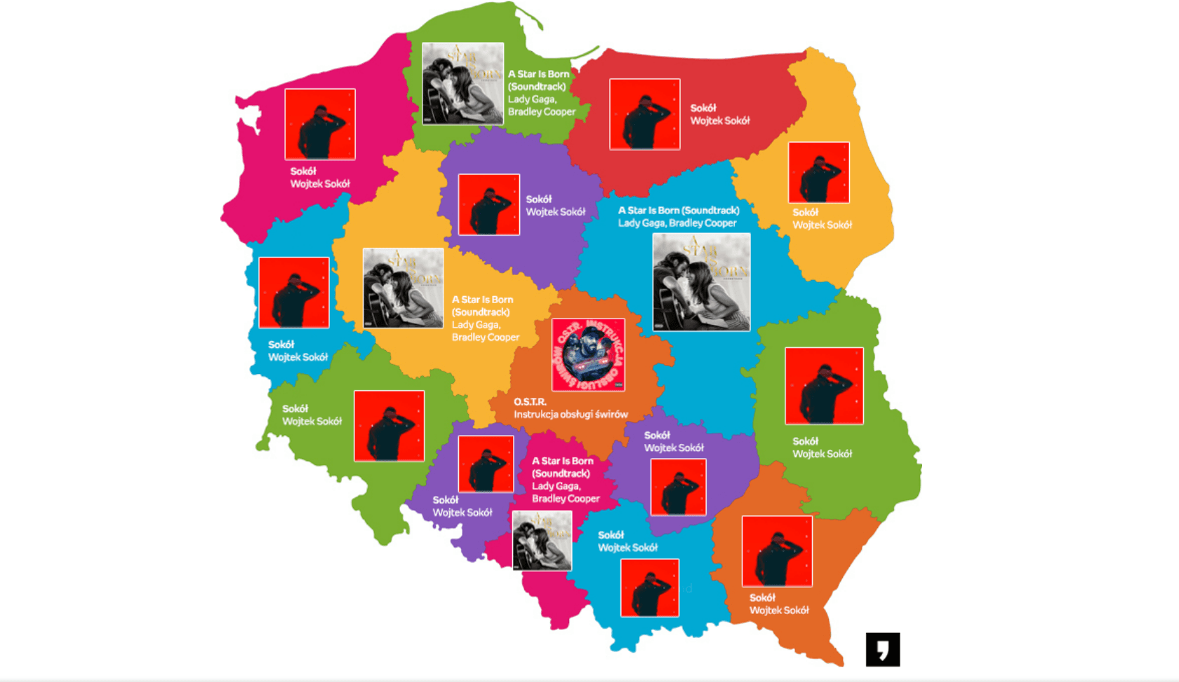 Czego najczęściej słucha się w poszczególnych województwach? Powstało zestawienie, które to pokazuje