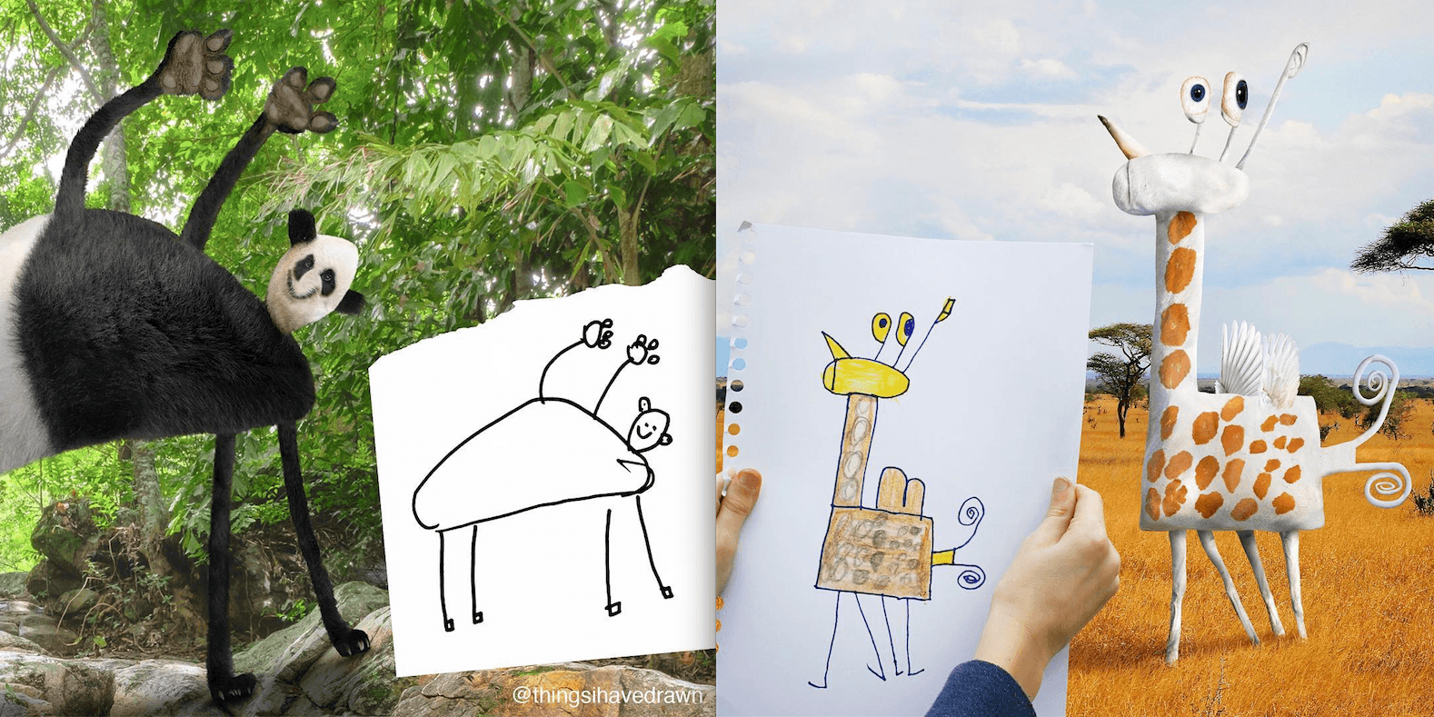 Tata przerabia rysunki swoich synów na śmieszne i przerażające "realistyczne" grafiki