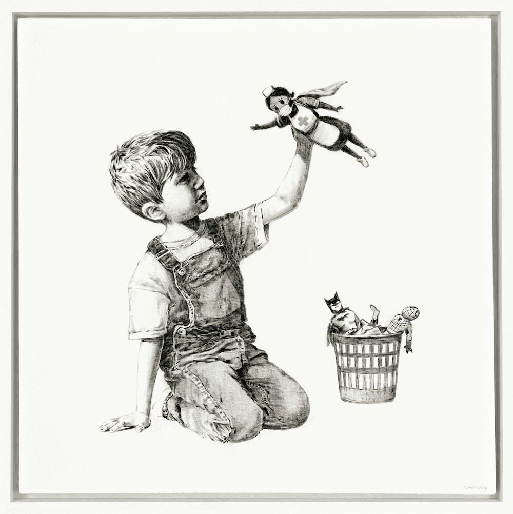 Obraz Banksy’ego sprzedany za rekordowe 16,8 mln funtów! Pieniądze zostaną przekazane na szczytny cel
