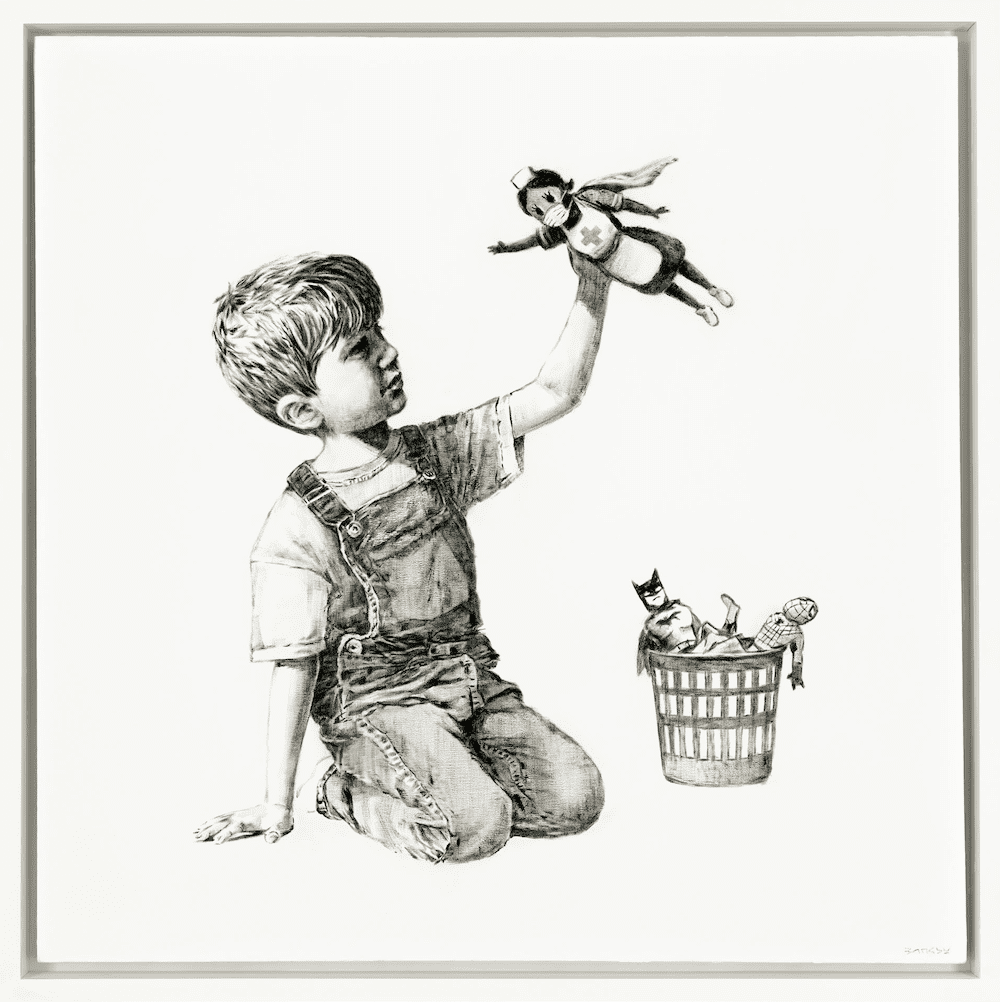 Obraz Banksy’ego sprzedany za rekordowe 16,8 mln funtów! Pieniądze zostaną przekazane na szczytny cel