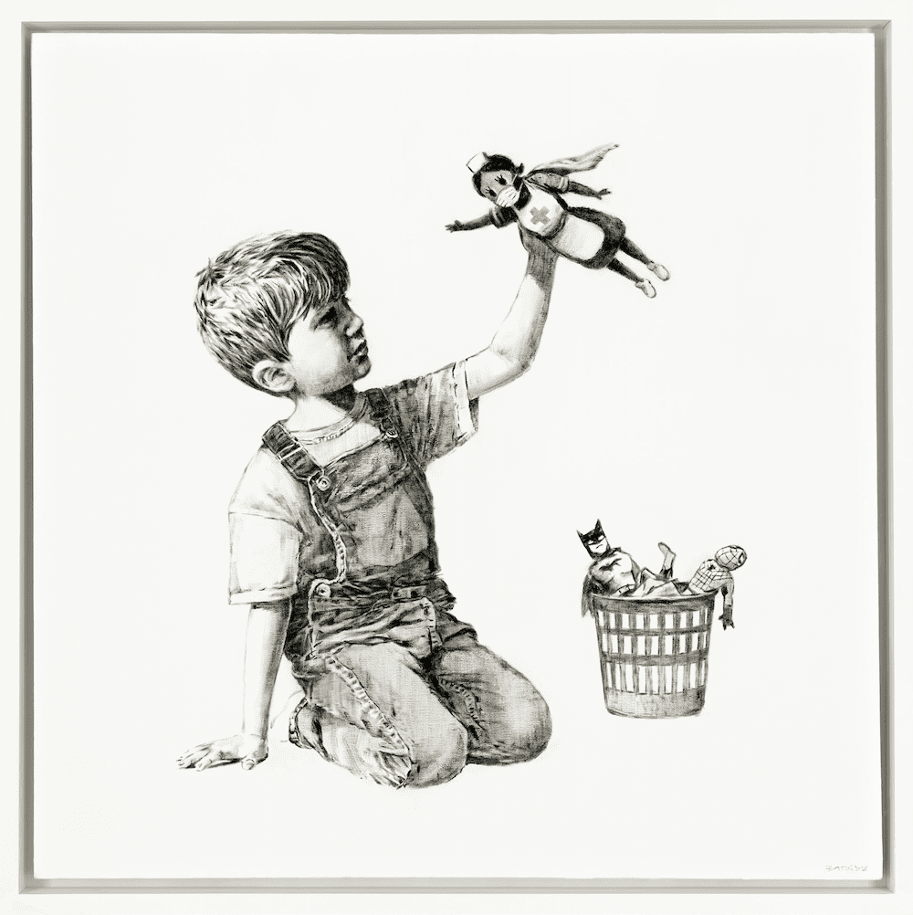 Obraz Banksy’ego sprzedany za rekordowe 16,8 mln funtów! Pieniądze zostaną przekazane na szczytny cel