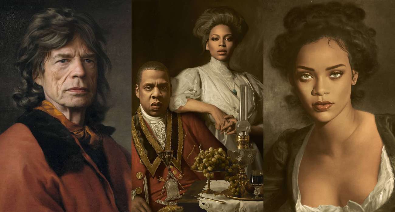 W przeróbkach francuskiego artysty gwiazdy są bohaterami klasycznych obrazów