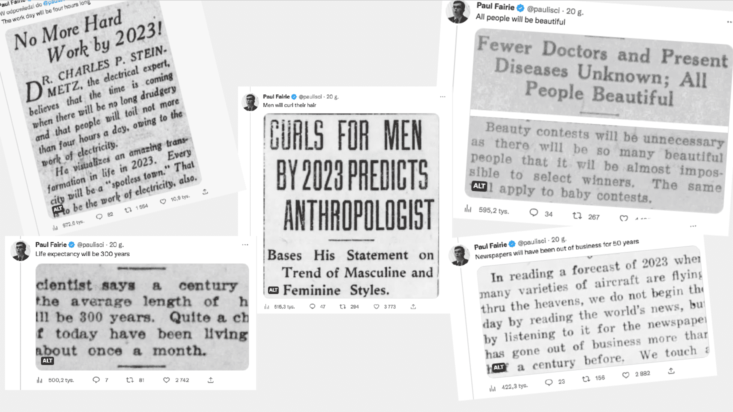 Prasa sprzed 100 lat o tym, jak będzie wyglądało życie w 2023 roku. „Wszyscy będą piękni”