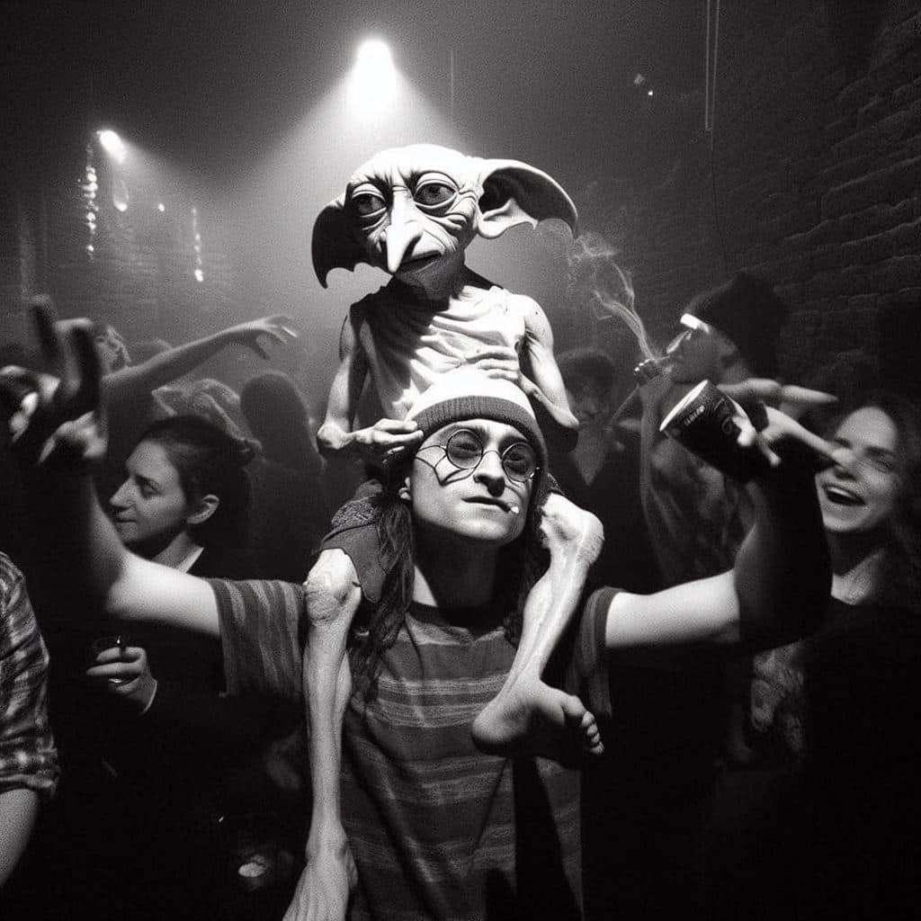 Szalony rave w Hogwarcie na zdjęciach sztucznej inteligencji