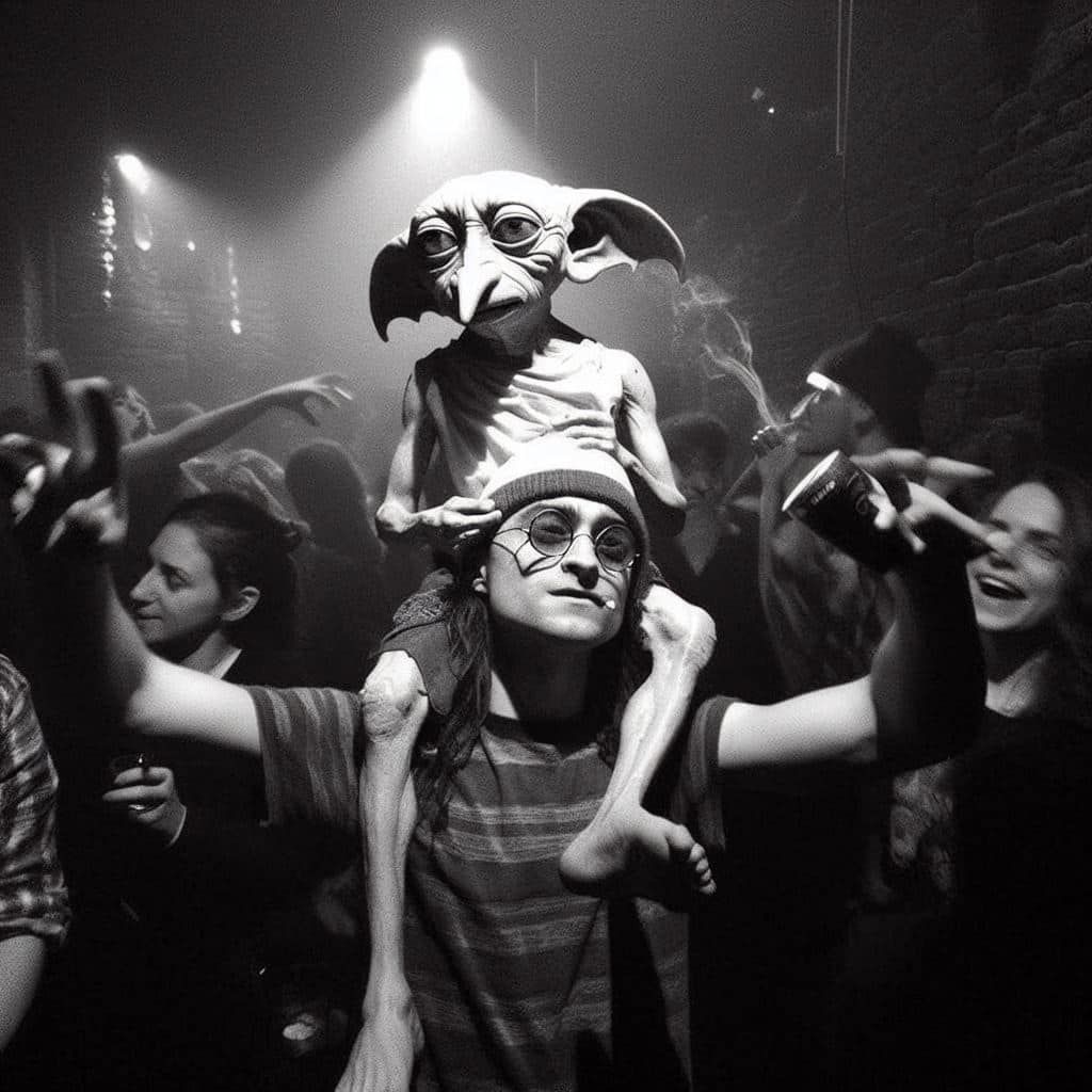 Szalony rave w Hogwarcie na zdjęciach sztucznej inteligencji