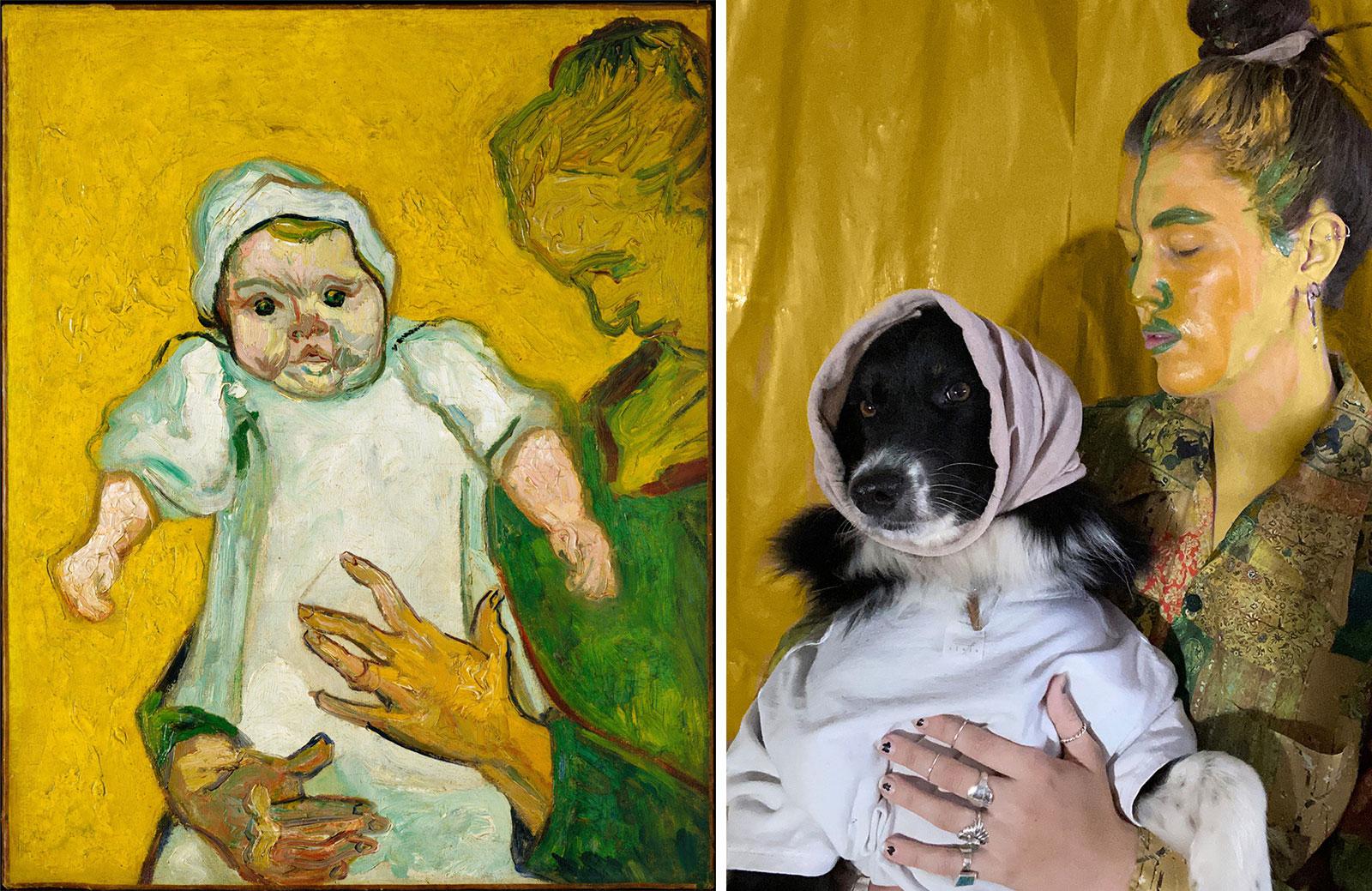 W tych kompozycjach można znaleźć autorkę i jej psa. Eliza Reinhardt tworzy instalacje na podstawie ikonicznych obrazów