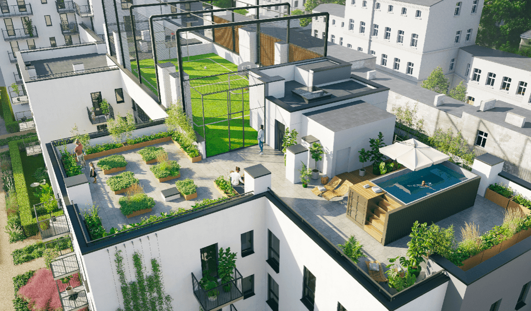 W Łodzi powstaje nowoczesne osiedle – basen, boisko i ogród na dachu