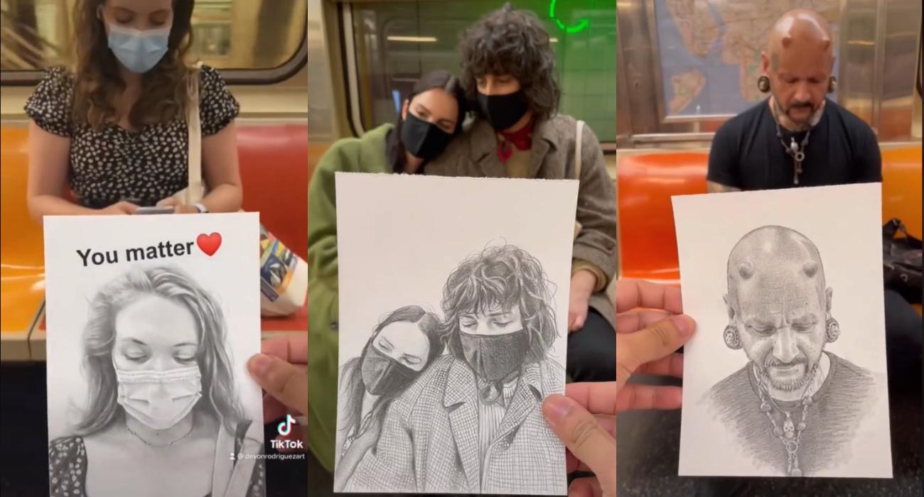 Artysta rysuje portrety osób spotkanych w metrze. „Nie mogę uwierzyć, że się popłakała”