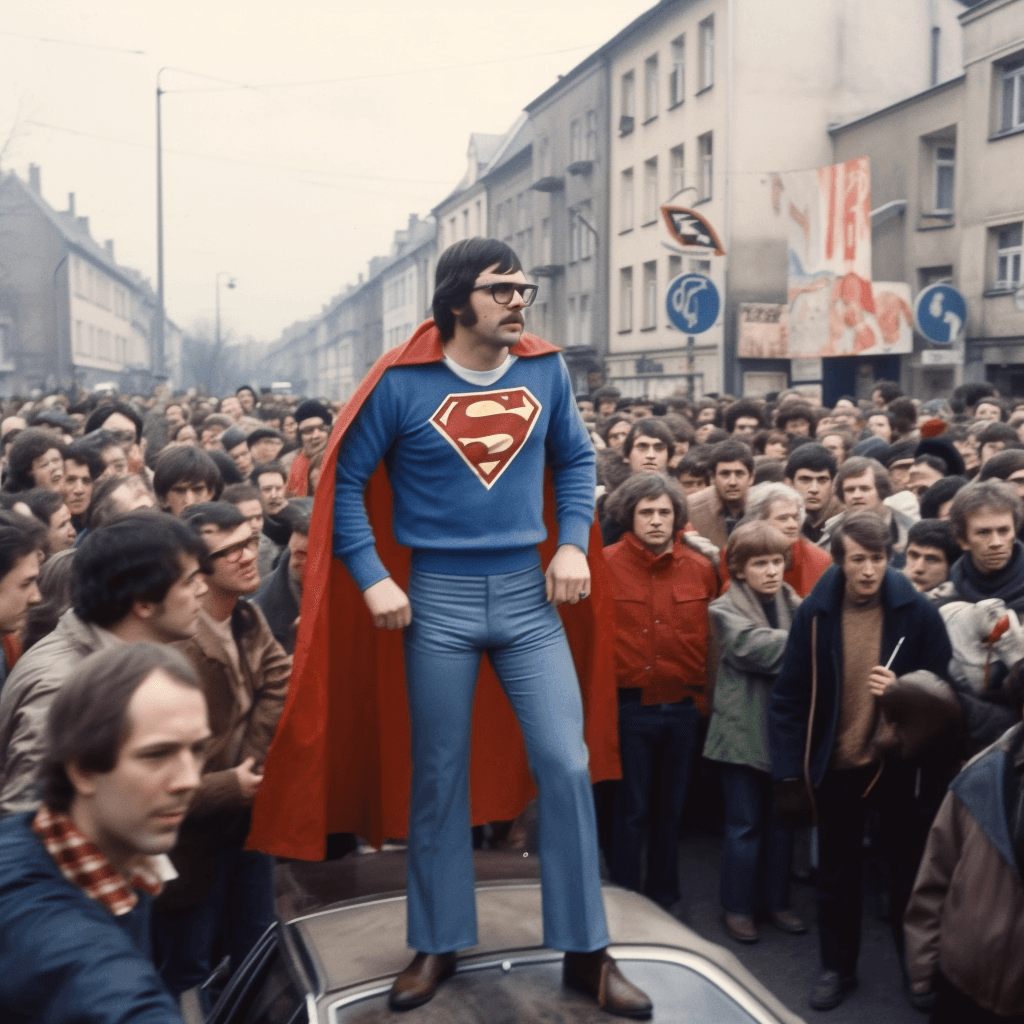 Batman, Spider Man, Wonder Woman w PRL-u